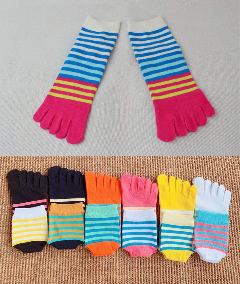 Fasot Women Toe Socks Five Finger Cotton Athletic Mesh Wicking Ankle 6 Pack Set - Image 5